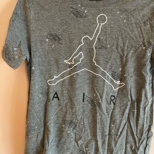 Jordan Gray T-Shirt with Red Jumpman Logo